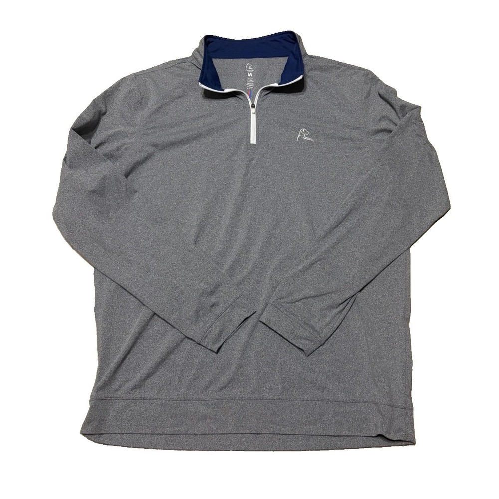 Rhoback Mens M Gray Performance Quarter Zip Golf Preppy Logo Long Sleeve